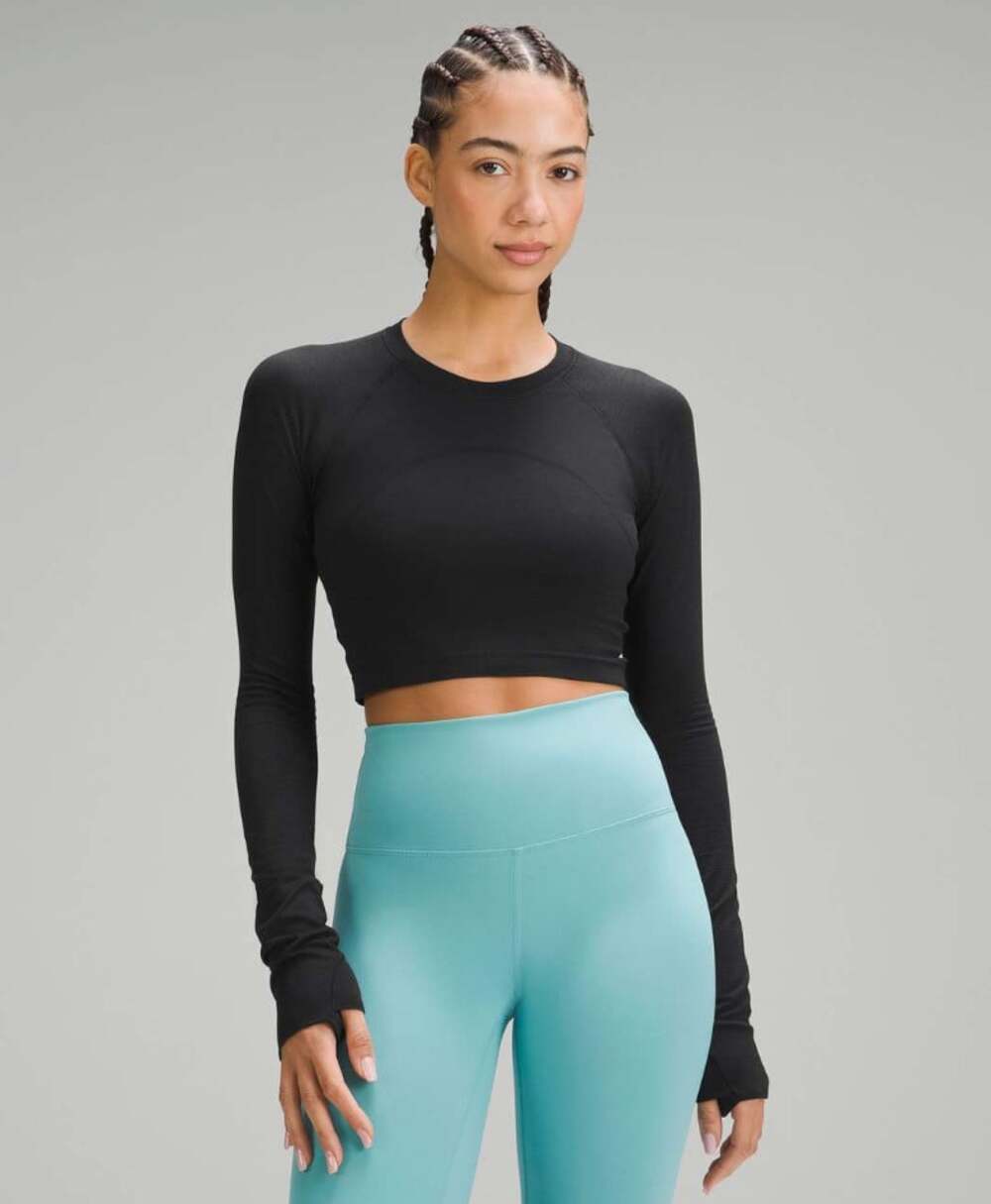 Lululemon Swiftly Tech Cropped Long-Sleeve Shirt 2.0 Black Size 4